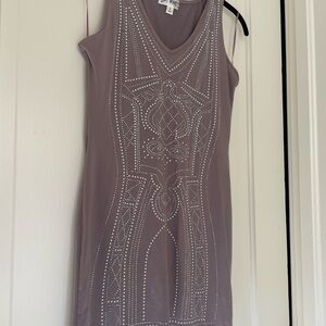 Say What? Mauve Sleeveless V-Neck Dress with Studded Detail